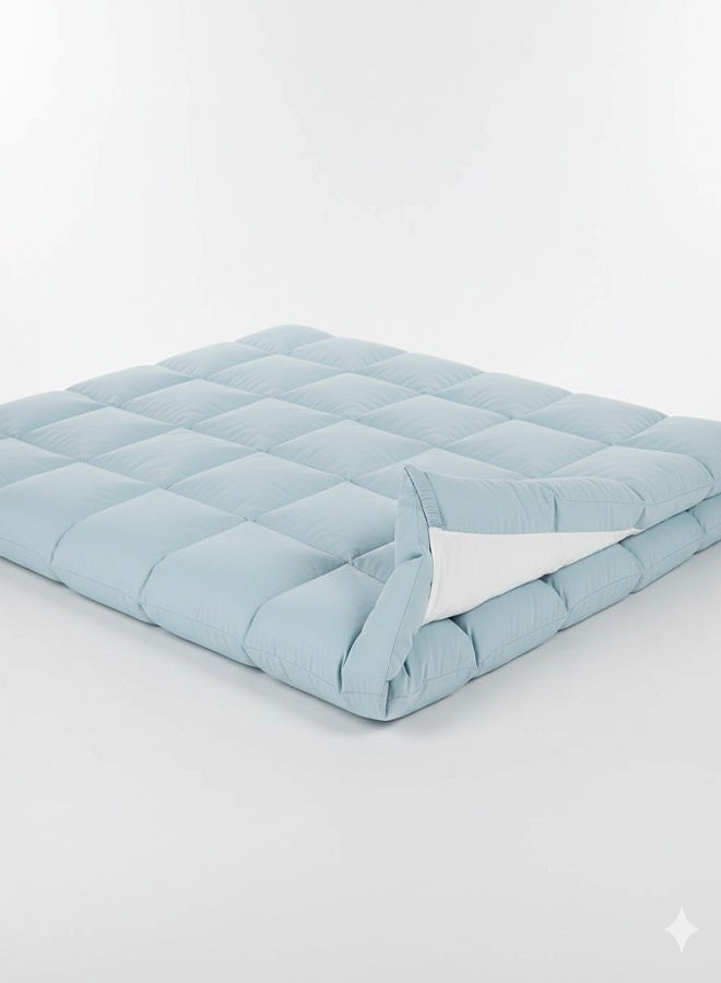 DORMICO Microfiber Mattress Topper 5cm Thick 90x190 cm Small Single Quilted Bed Topper with Elastic Straps Sky Blue - Image 2